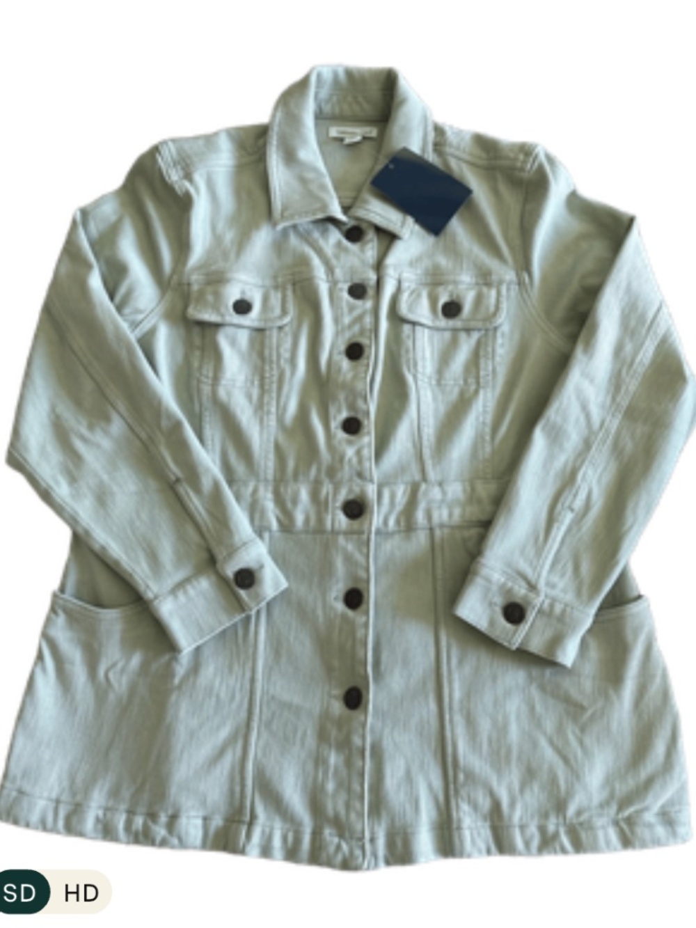 Coldwater Creek Sage Green 4-Pocket Utility Denim Jacket (Size Petite XL) NWT - Picture 4 of 5